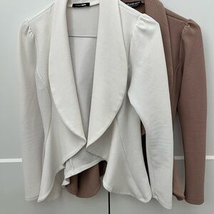 Fashion Nova White and Tan Blazer Set